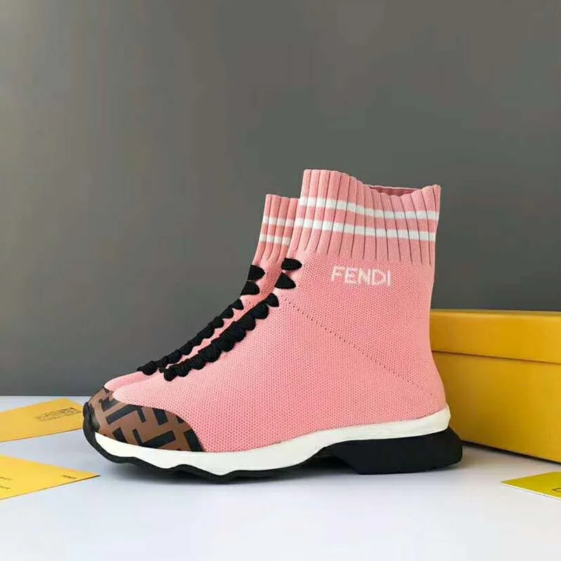Fendi Shoes Pale Fabric Sneaker Boots for Women in Pink Fendi Shoes Pale Fabric Sneaker Boots for Women in Pink
