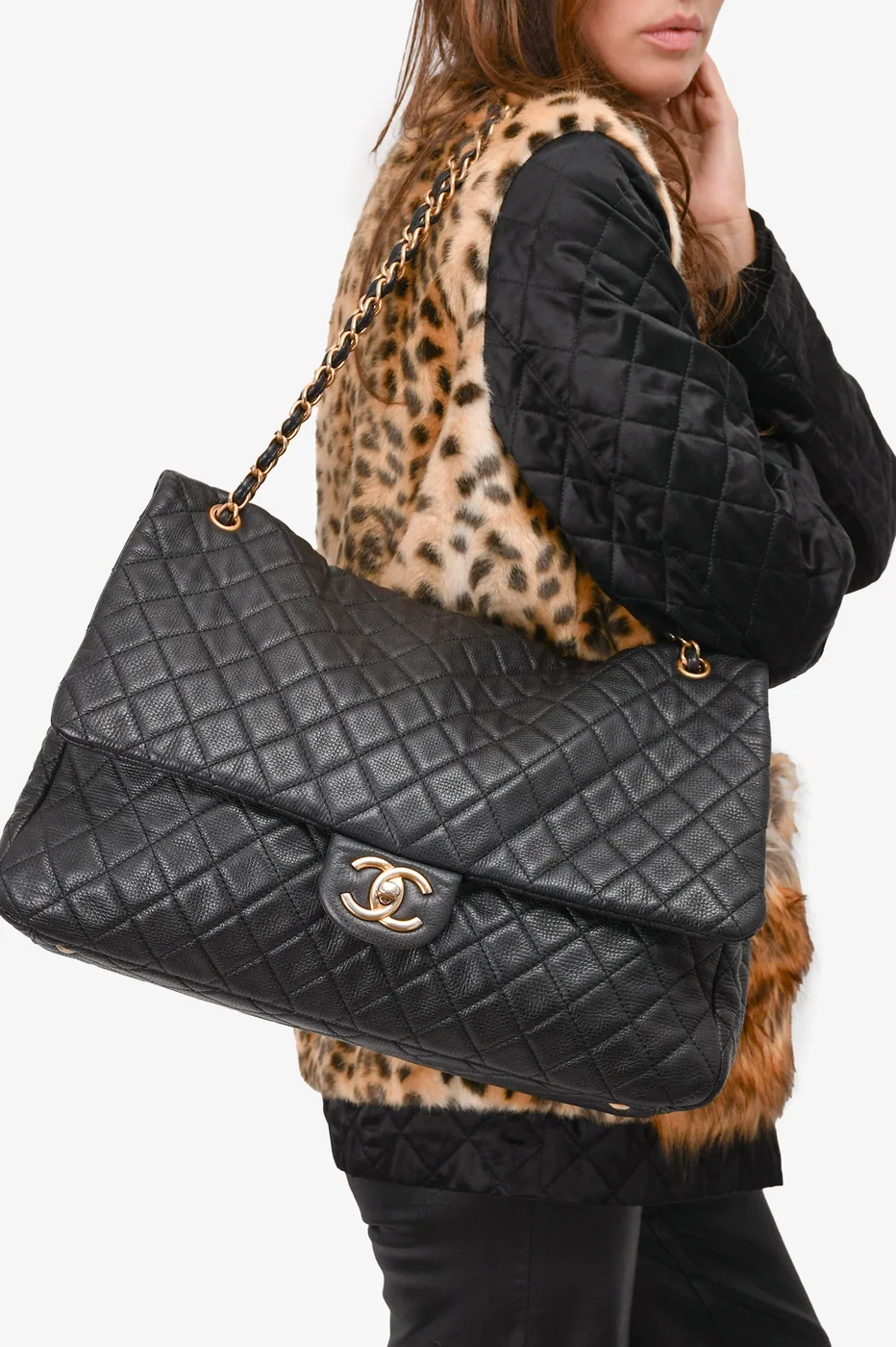 Chanel Coco Luggage Large Crossbody Bag in Black Gold Hardware