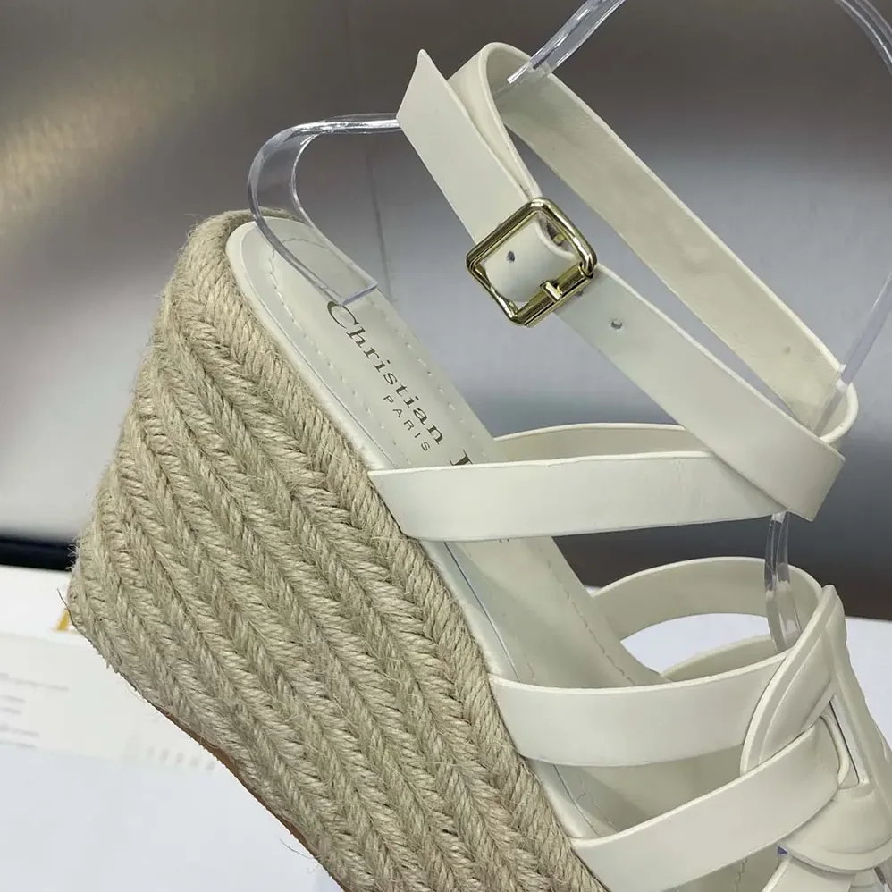 Dior D-Club Wedge Sandal White Calfskin for Women Dior D-Club Wedge Sandal White Calfskin for Women