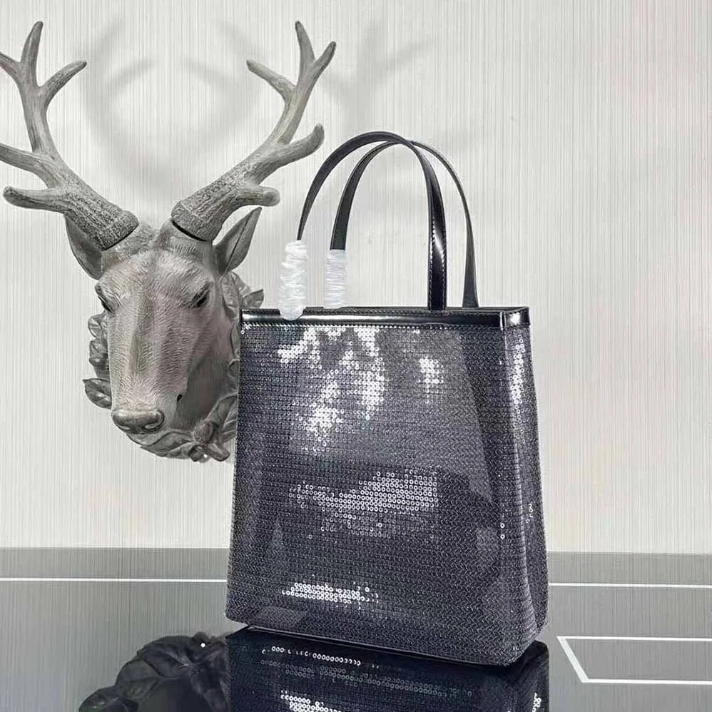 Prada Small Sequined Mesh Tote Bag for Women in Black
