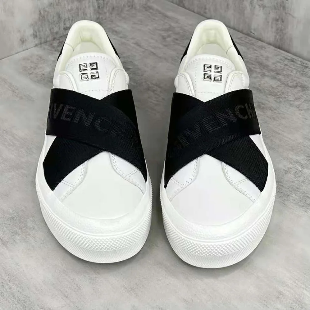 Givenchy City Sport Sneakers in Leather with Double Webbing Strap for Men in White