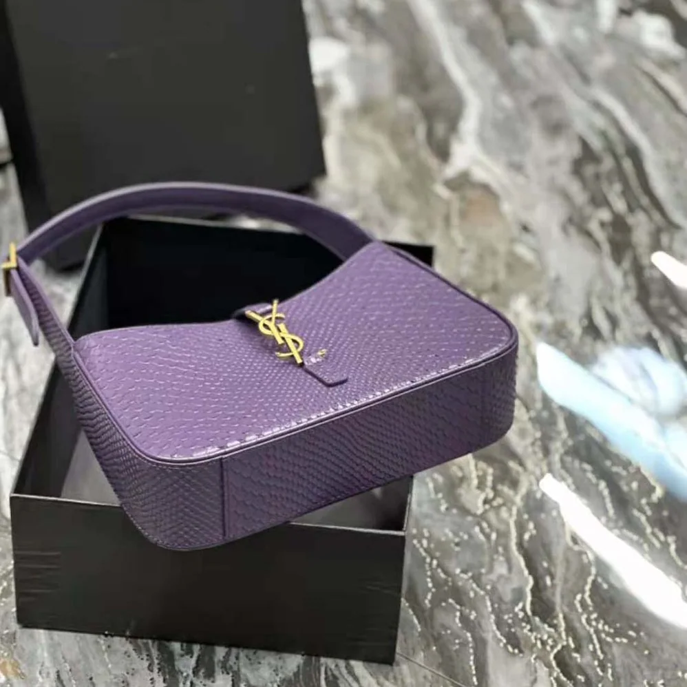 Saint Laurent YSL Le 5 A 7 Hobo Bag in Python for Women in Purple