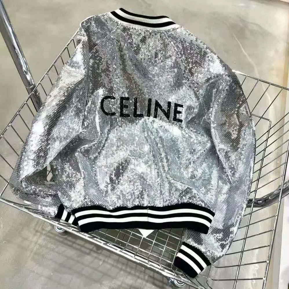 Celine Teddy Jacket in Cotton Fleece for Women in Silver