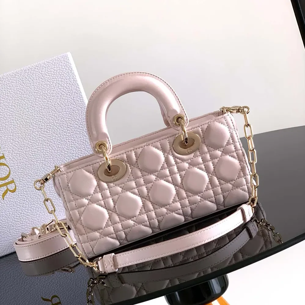 Dior Small Lady D-Joy Bag Powder Pink Cannage Lambskin for Women