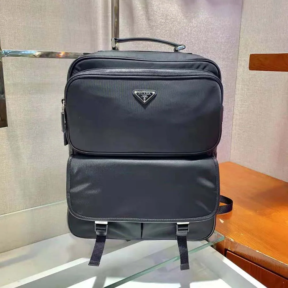 Prada Fabric Backpack Accented with Fine Saffiano Leather Trim for Men Prada Fabric Backpack Accented with Fine Saffiano Leather Trim for Men
