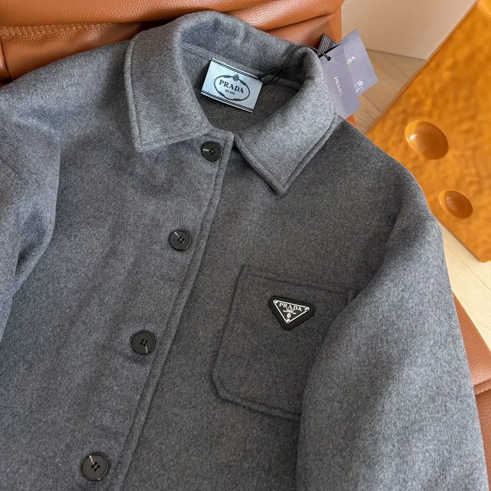 Prada Single-Breasted Double Cashwool Caban Jacket for Women Prada Single-Breasted Double Cashwool Caban Jacket for Women