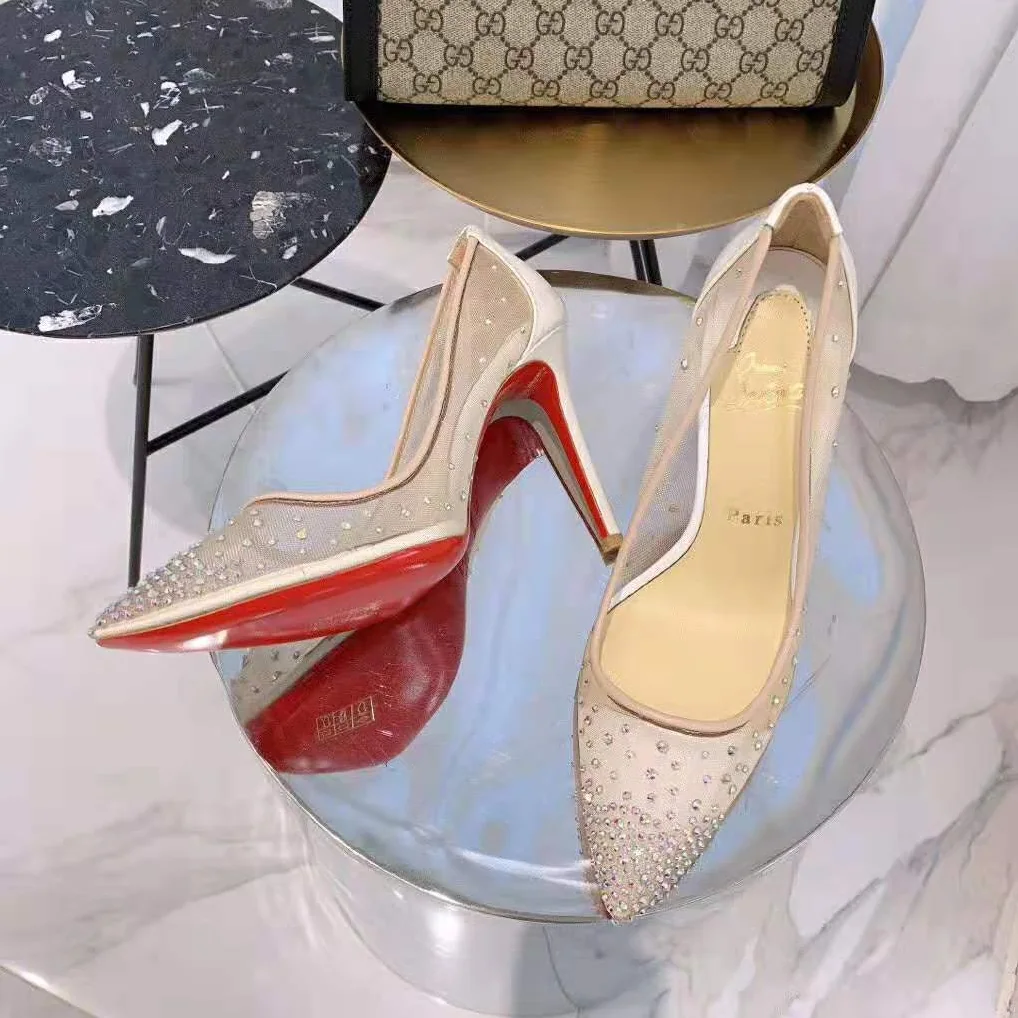 Christian Louboutin Shoes Follies Strass 100mm Heel for Women in White Christian Louboutin Shoes Follies Strass 100mm Heel for Women in White