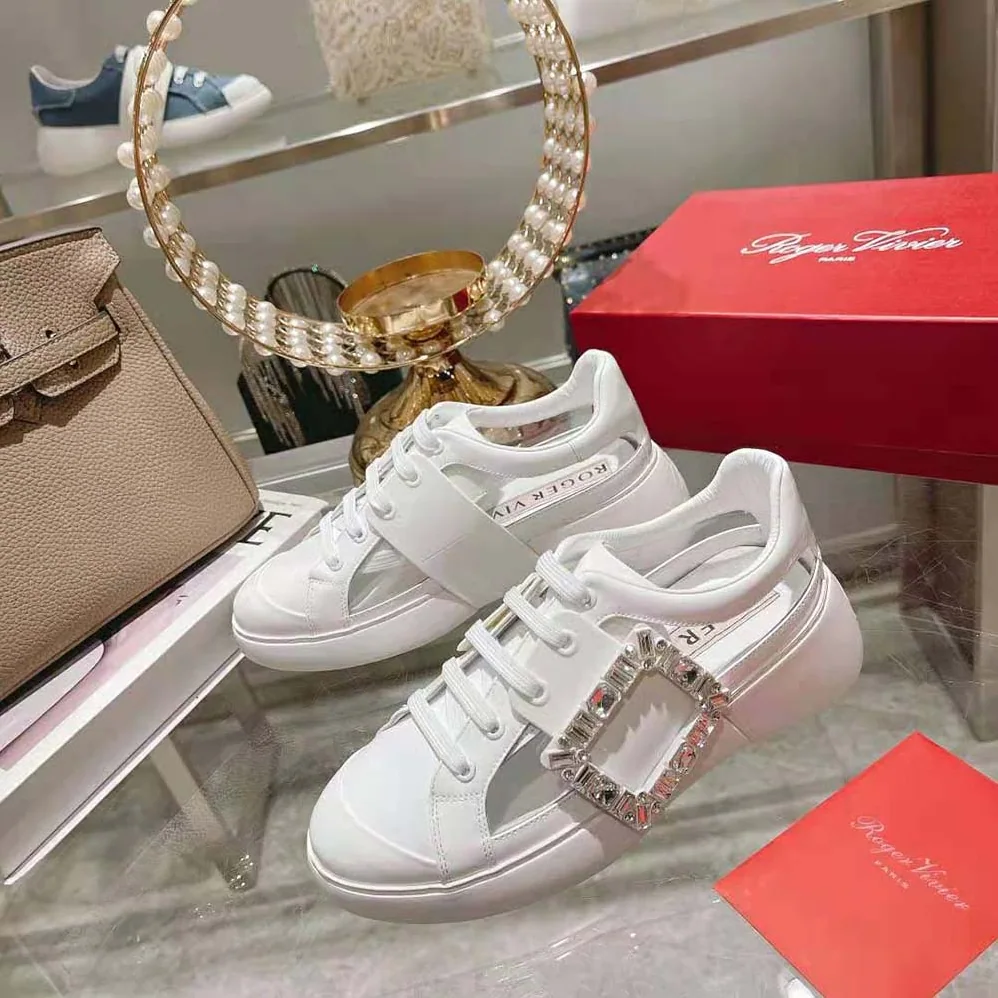 Roger Vivier Viv' Skate Strass Buckle Sneakers in PVC for Women in White