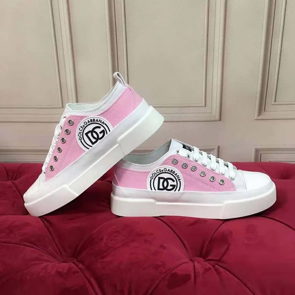 Dolce Gabbana D&G Two-tone Canvas Portofino Light Sneakers with DG Logo for Women Dolce Gabbana D&G Two-tone Canvas Portofino Light Sneakers with DG Logo for Women