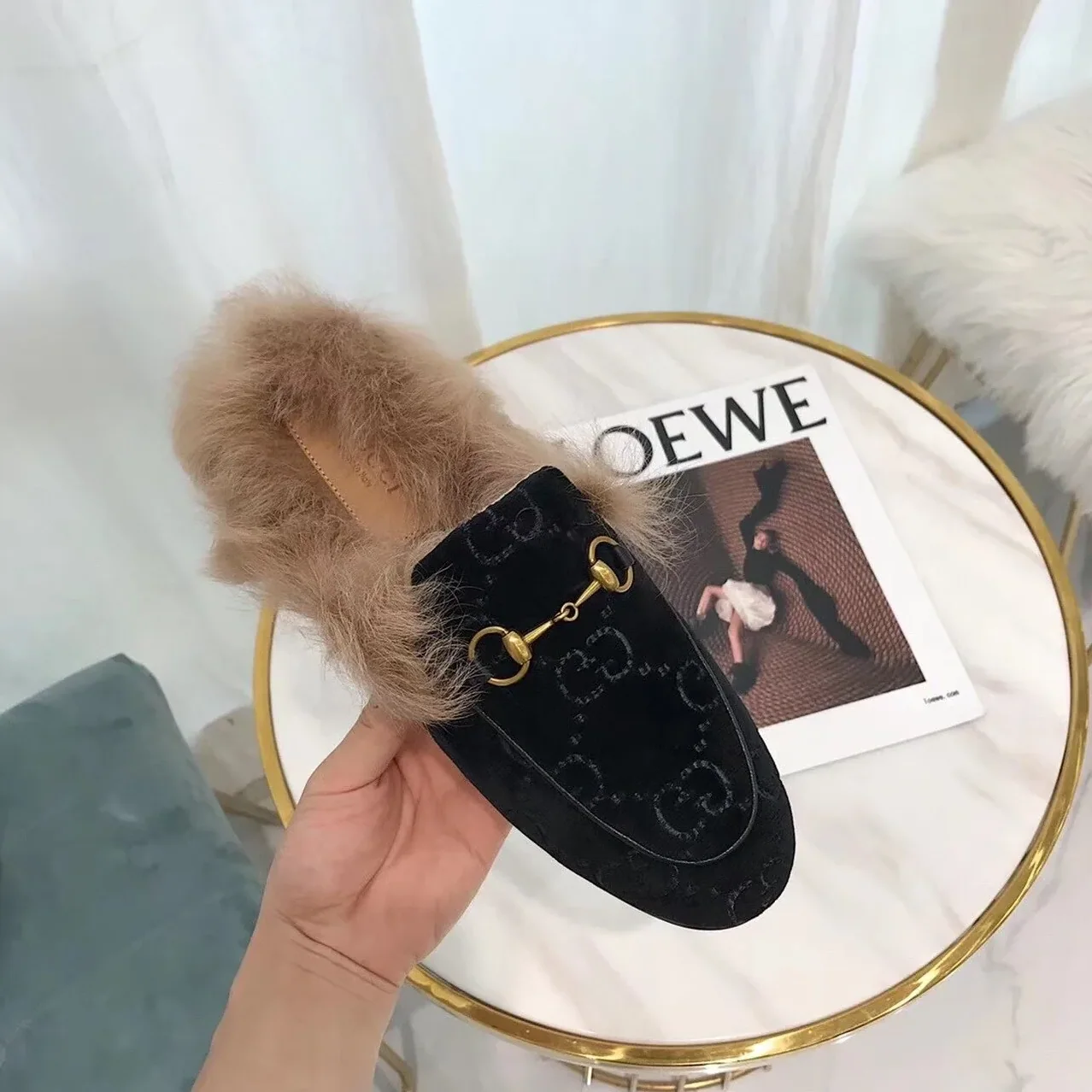 Gucci Princetown Slipper Mules By Velvet Black for Women Gucci Princetown Slipper Mules By Velvet Black for Women