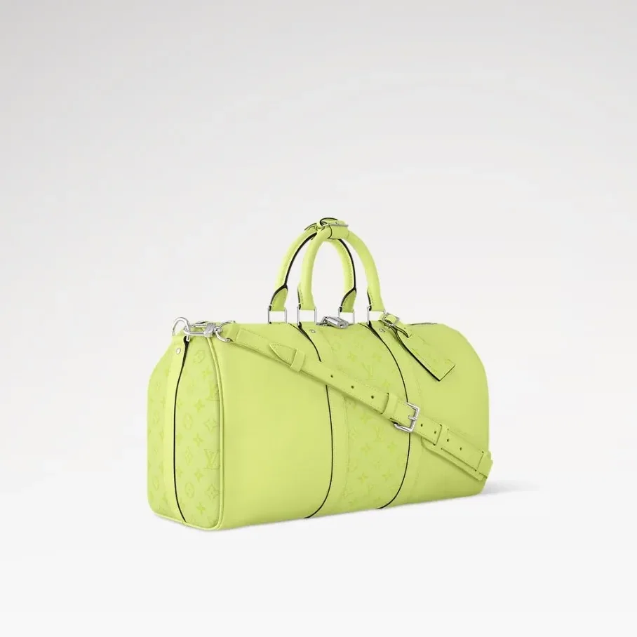 Louis Vuitton Keepall Bandouliere 45 Travel Bag in Lemon Yellow Silver Hardware Louis Vuitton Keepall Bandouliere 45 Travel Bag in Lemon Yellow Silver Hardware