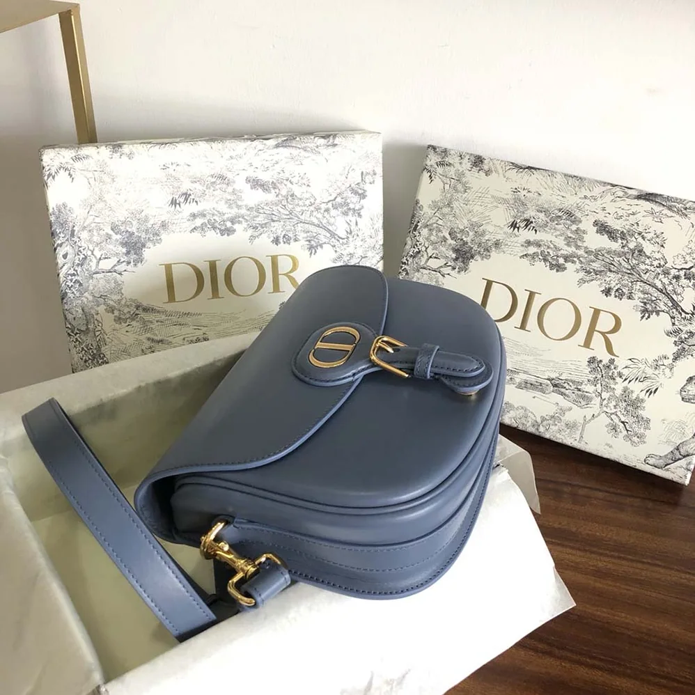 Dior Medium Dior Bobby Bag Denim Box Calfskin for Women in Blue