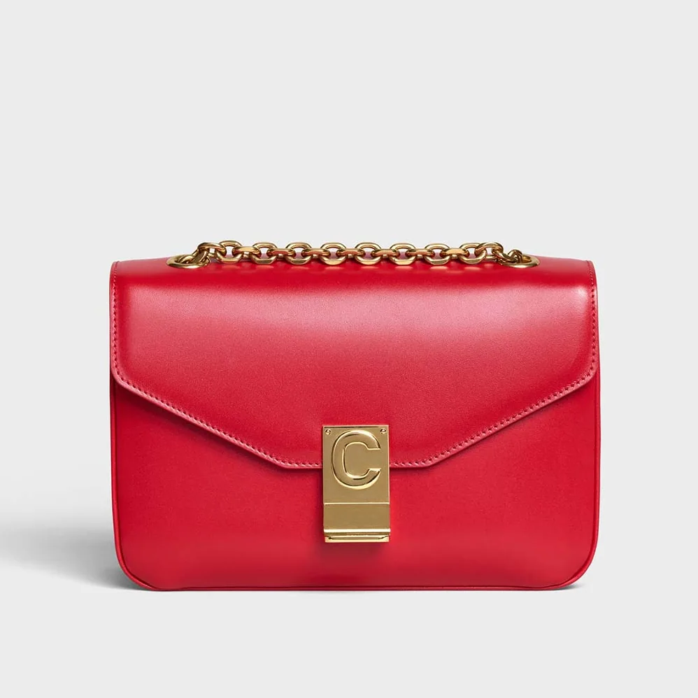 Celine Medium C Bag in Shiny Calfskin Leather for Women in Red Celine Medium C Bag in Shiny Calfskin Leather for Women in Red