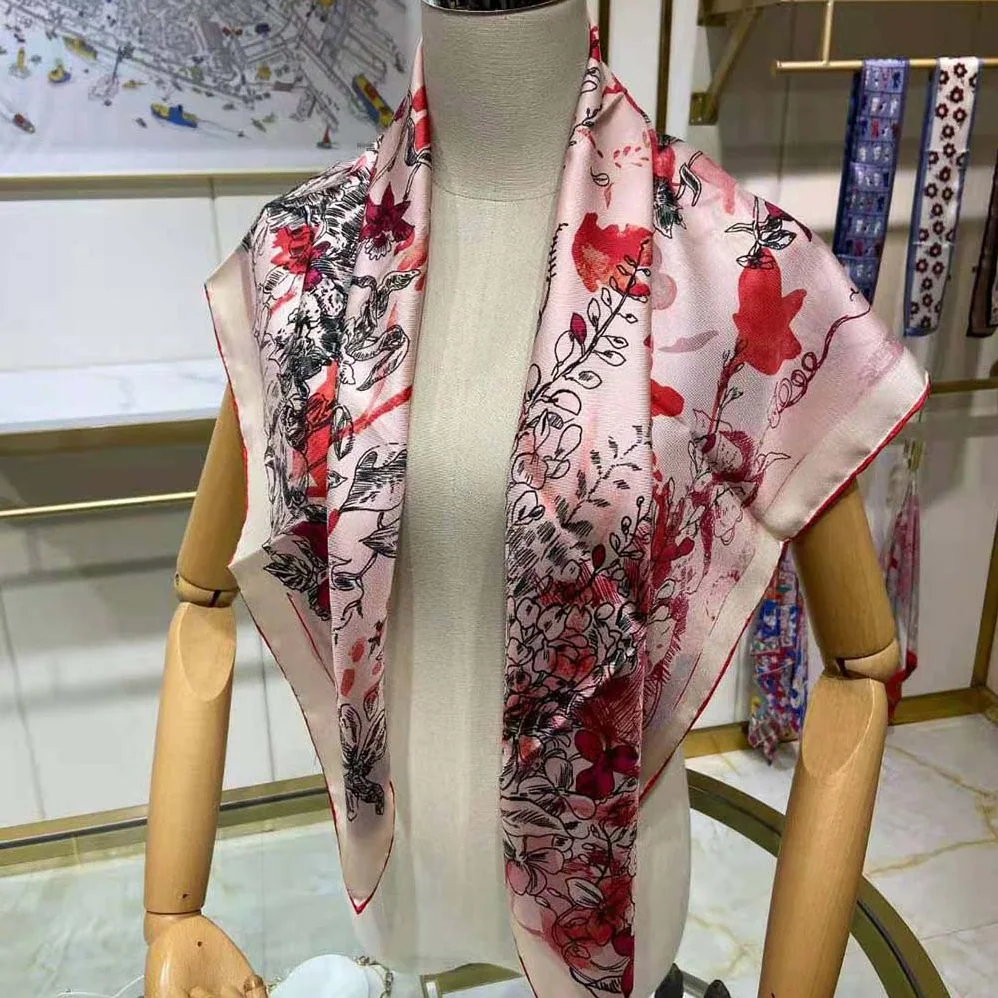 Dior Jardin Magique 70 Square Scarf Rose Des Vents Silk Twill for Women