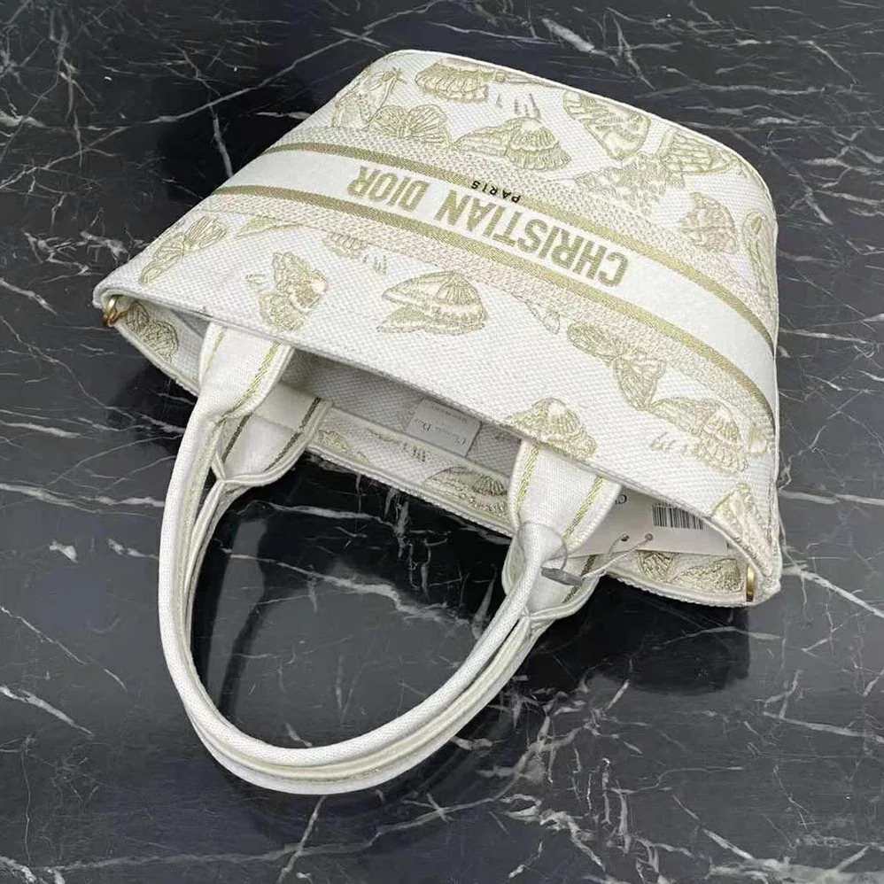 Dior Hat Basket Bag White and Gold-tone Gradient Butterflies Embroidery for Women Dior Hat Basket Bag White and Gold-tone Gradient Butterflies Embroidery for Women