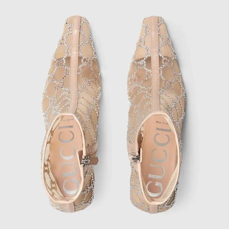 Gucci GG Mid in Heel Boot Rose Beige