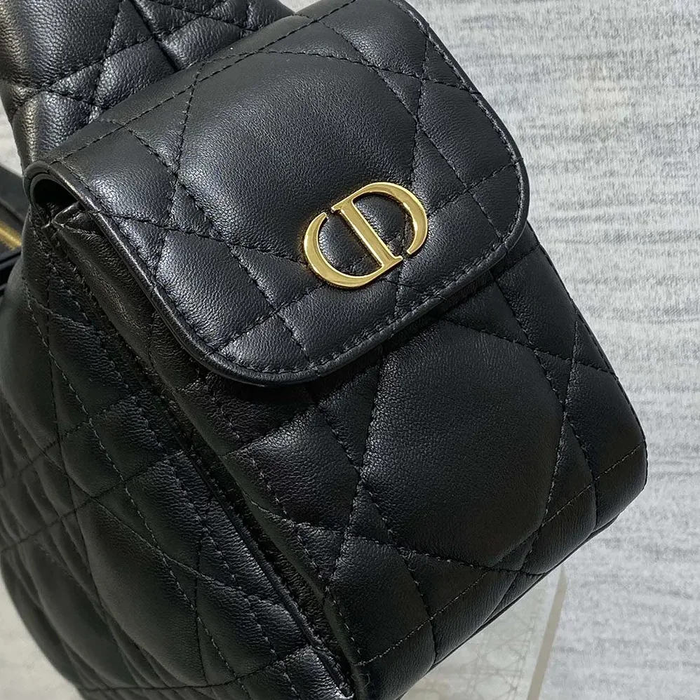 Dior Medium D-Dream Bag Black Macrocannage Lambskin for Women