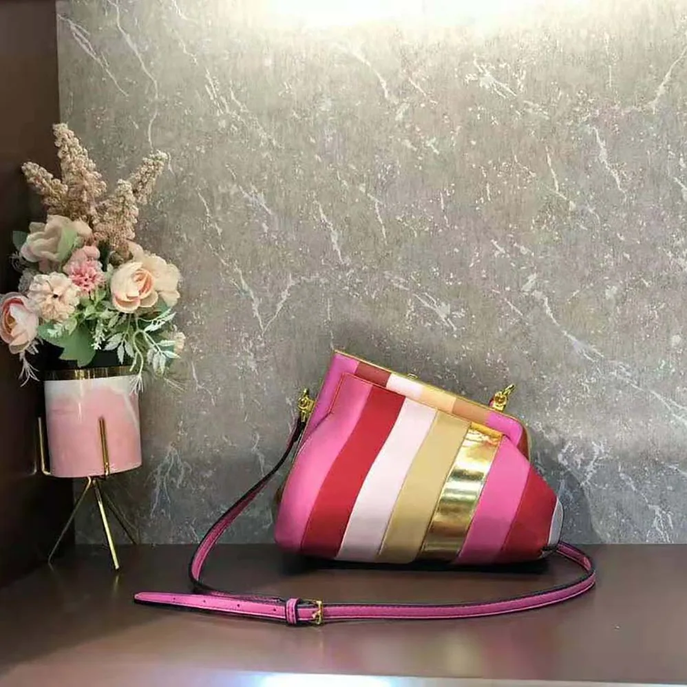 Fendi Fendi First Small Leather Bag with Multicolor Inlay for Women Fendi Fendi First Small Leather Bag with Multicolor Inlay for Women