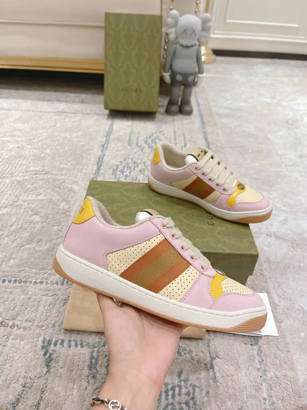 Gucci Lovelight Screener Sneaker Pale Pink GG Shoes