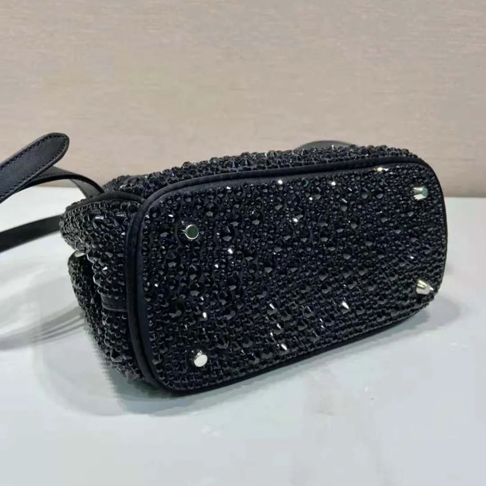 Prada Galleria Satin Mini-bag with Crystals for Women in Black