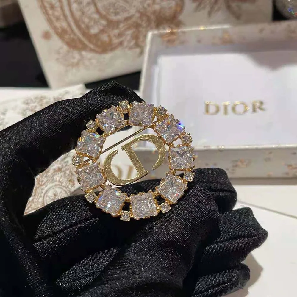 Dior Petit CD Brooch Gold-Finish Metal with White and Silver for Women in Tone Crystals Dior Petit CD Brooch Gold-Finish Metal with White and Silver for Women in Tone Crystals