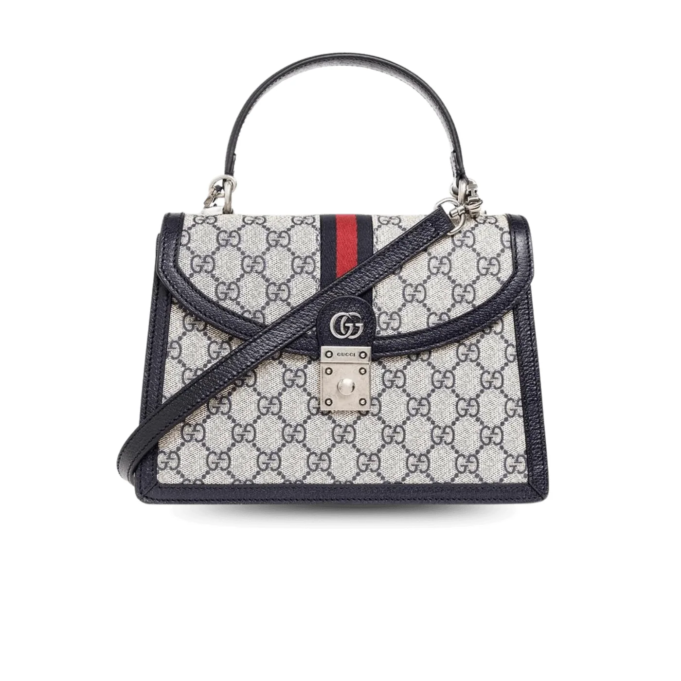 Gucci Ophidia Small Top Handle Bag / Beige Supreme Canvas Silver Hardware Gucci Ophidia Small Top Handle Bag / Beige Supreme Canvas Silver Hardware