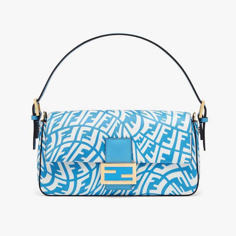 Fendi Baguette 1997 Blue Glazed Canvas Bag for Women