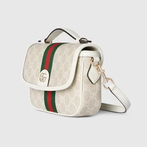 Gucci Ophidia Small Top Handle Bag / Beige And White Light Gold Hardware Gucci Ophidia Small Top Handle Bag / Beige And White Light Gold Hardware