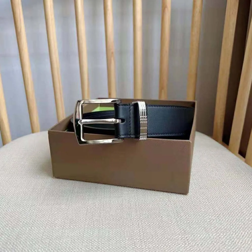 Burberry Check and Leather Belt for Men