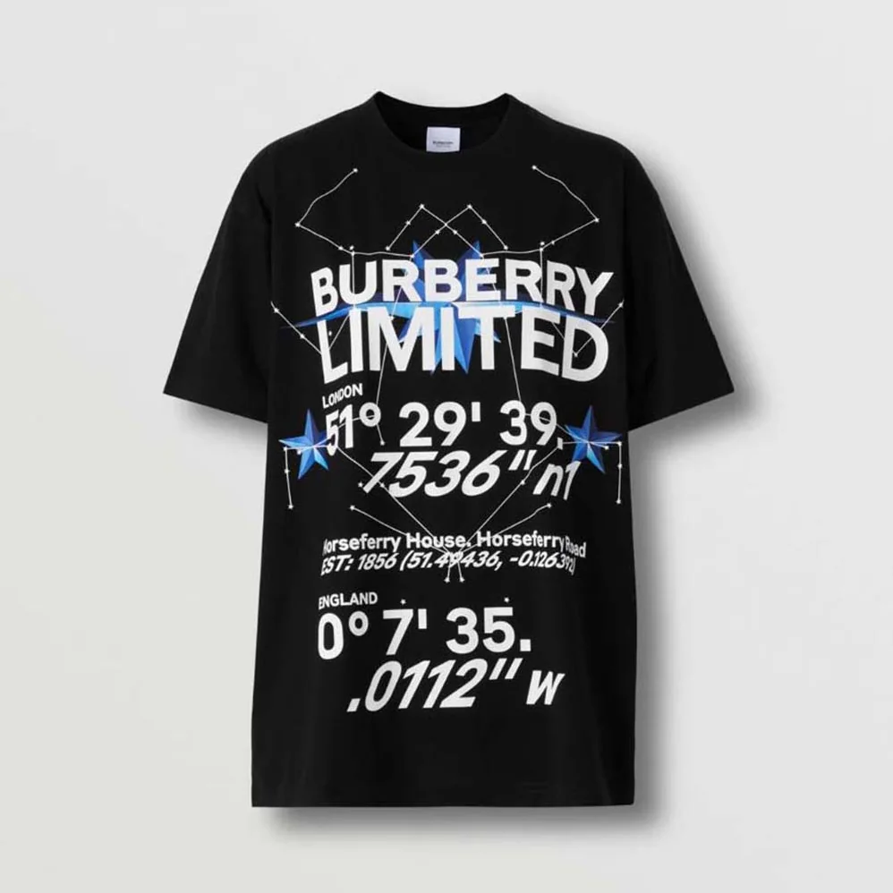 Burberry Constellations Print Oversized T-shirt for Women in Black