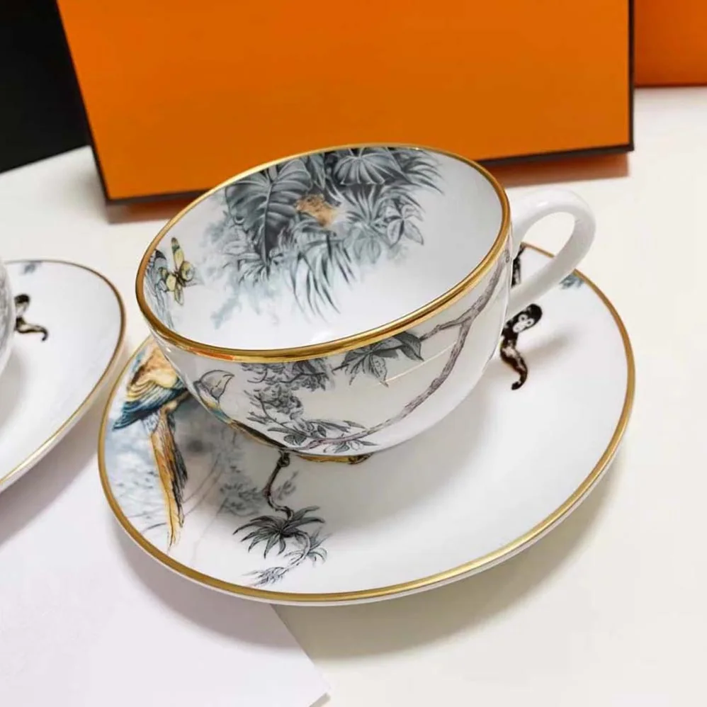 Hermes Carnets D'Equateur Tea Cup and Saucer for Unisex