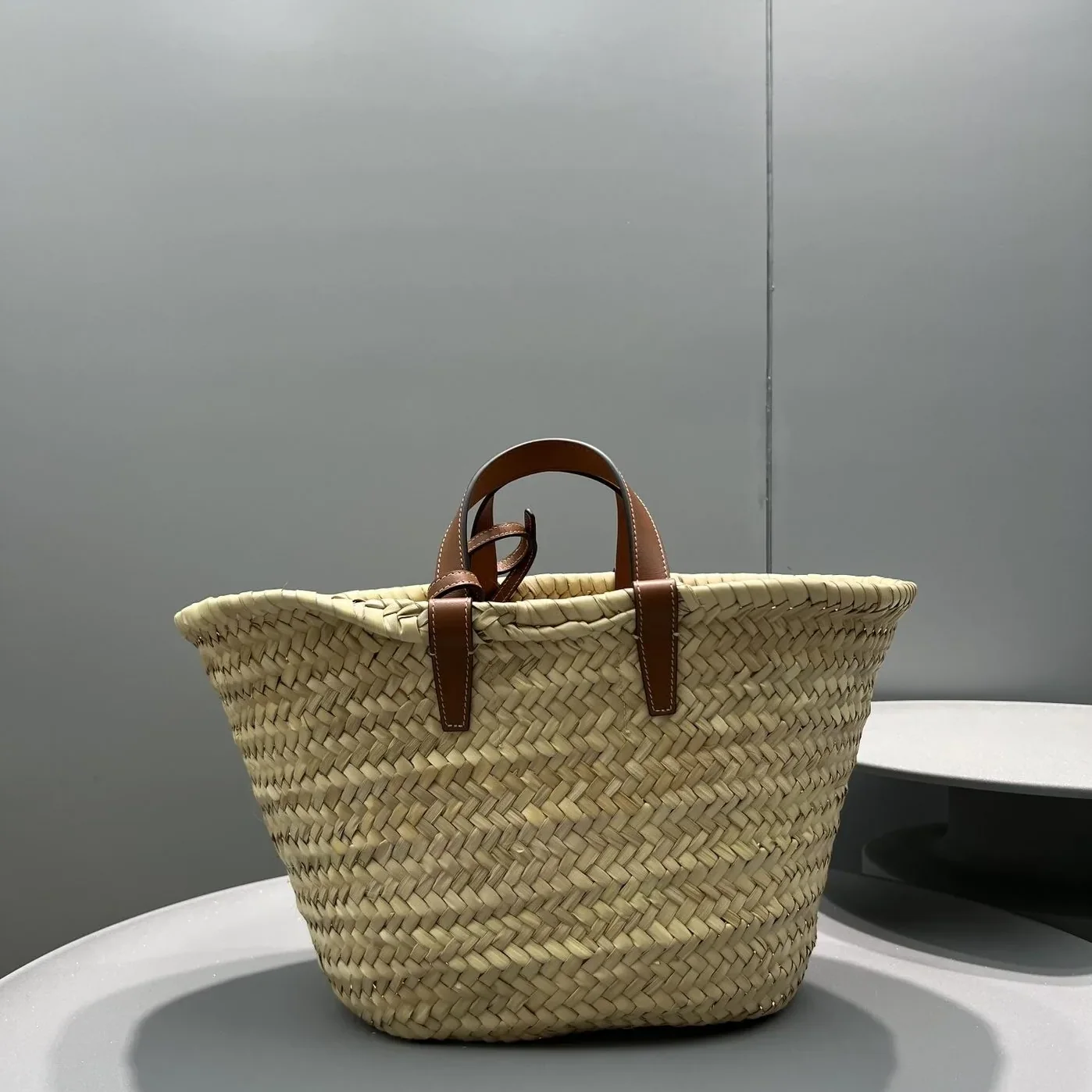Celine Teen Triomphe Celine Classic Panier In Palm Leaves With Heart Patch Brown / .04LU