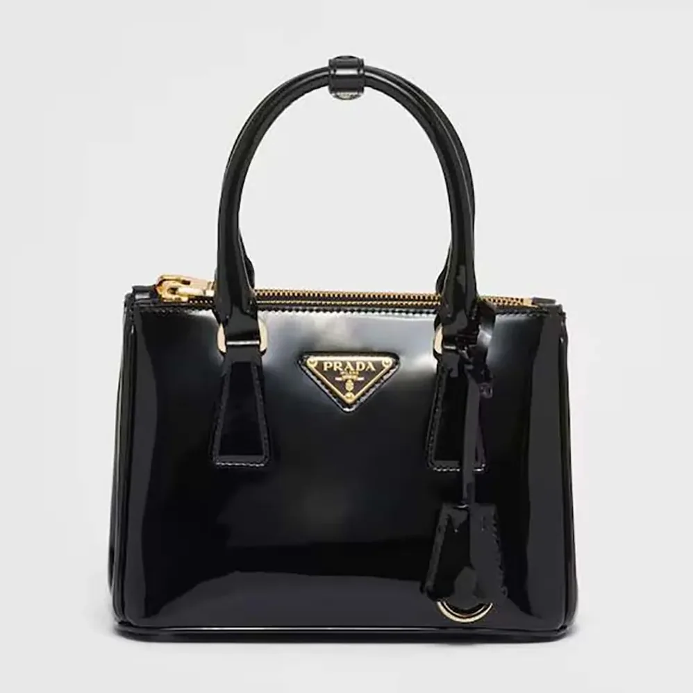 Prada Prada Galleria Patent Leather Mini Bag for Women in Black