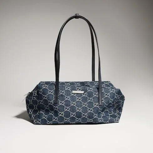 Gucci Melrose Boston Medium Shoulder Bag in Dark Blue Palladium Hardware