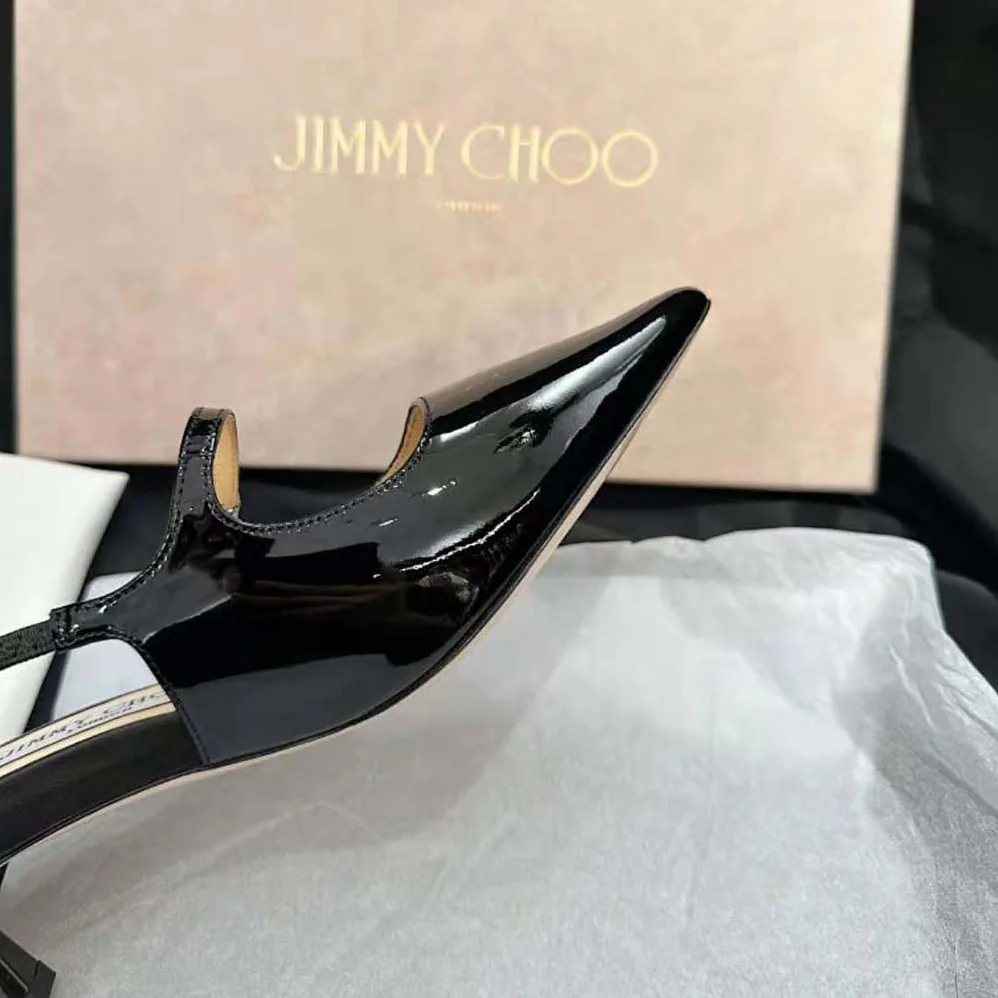 Jimmy Choo Didi 45 Black Patent Leather Pointed Pumps for Women