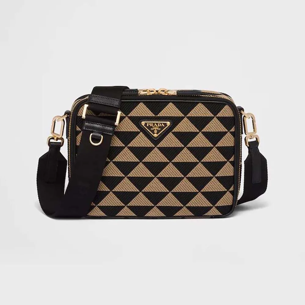 Prada Symbole Embroidered Fabric Bag for Women