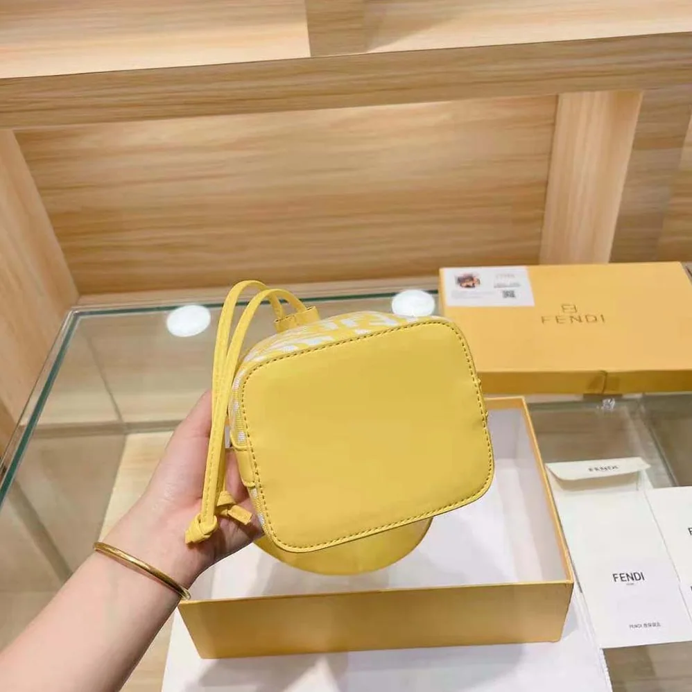 Fendi Mon Tresor Glazed Canvas Mini-Bag for Women in Yellow Fendi Mon Tresor Glazed Canvas Mini-Bag for Women in Yellow