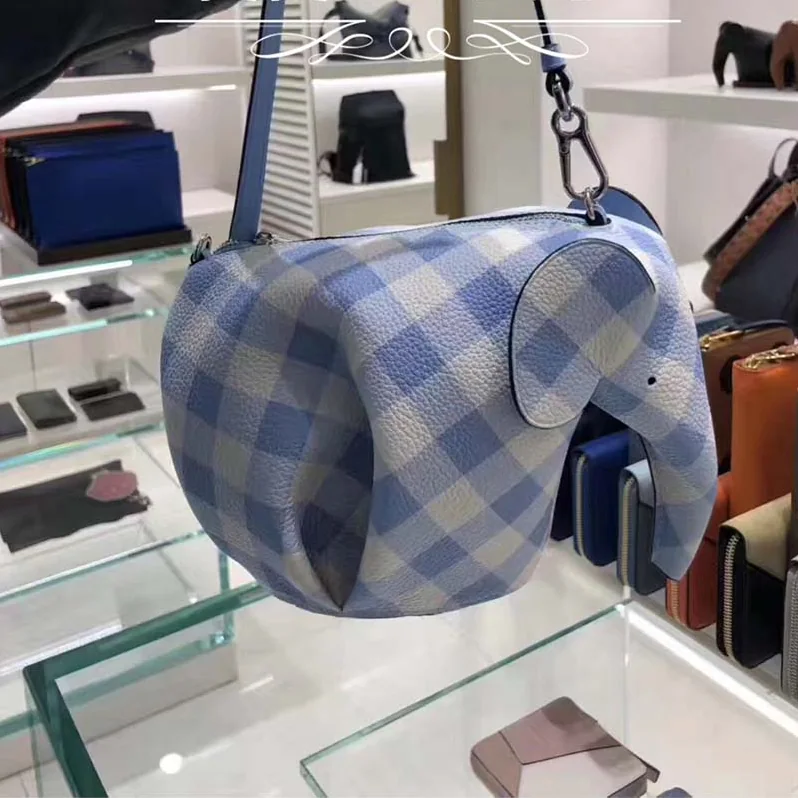 Loewe Elephant Gingham Mini Bag Soft Blue for Women Loewe Elephant Gingham Mini Bag Soft Blue for Women