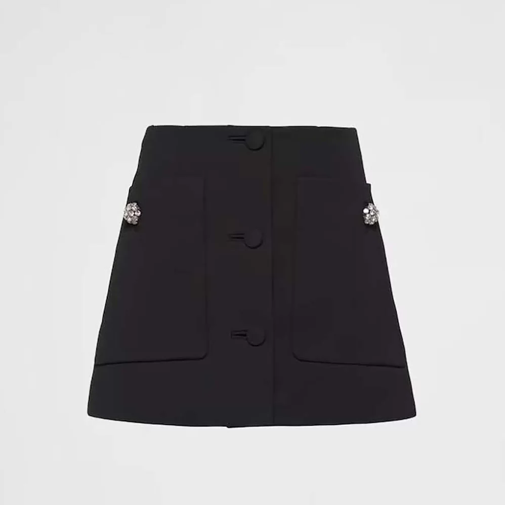 Prada Wool Satin Miniskirt for Women in Black Prada Wool Satin Miniskirt for Women in Black