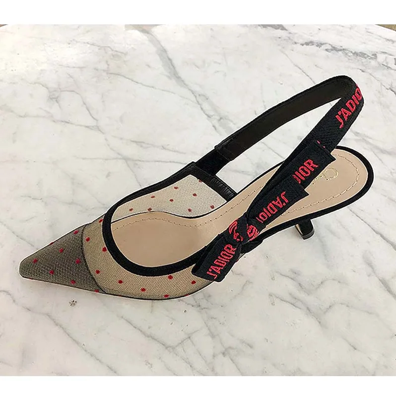 Dior Shoes J'Adior Dotted Swiss Slingback 65mm Heel for Women in Red Dior Shoes J'Adior Dotted Swiss Slingback 65mm Heel for Women in Red