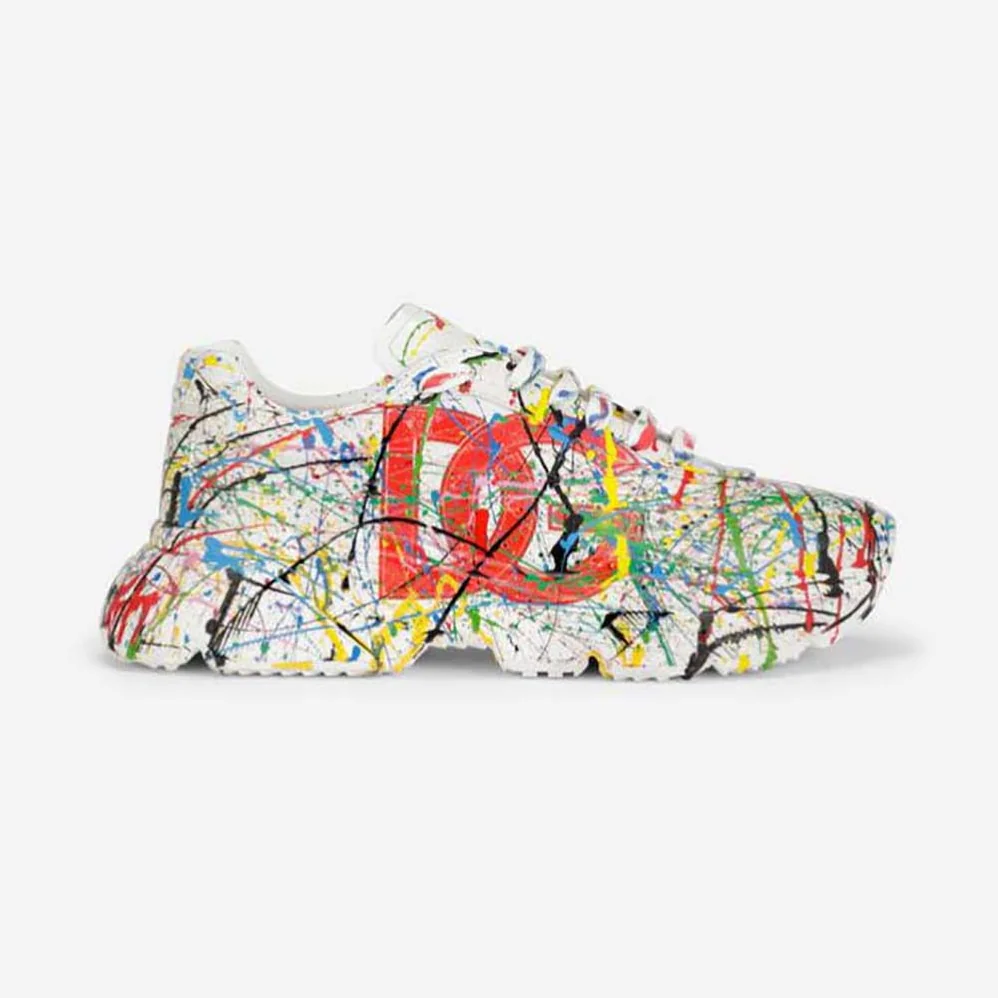 Dolce Gabbana D&G Mixed-Materials Daymaster Sneakers for Men in White Dolce Gabbana D&G Mixed-Materials Daymaster Sneakers for Men in White