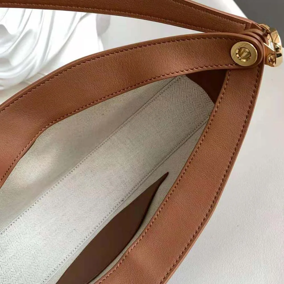 Loewe Luna Bag in Anagram Jacquard and Classic Calfskin for Women in Brown