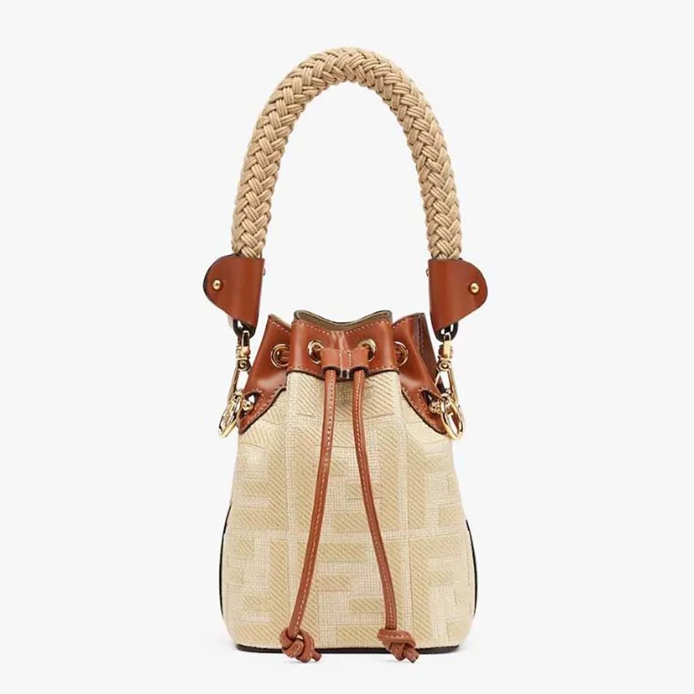 Fendi Mon Tresor Natural Straw Mini for Women in bag with FF Embroidery Fendi Mon Tresor Natural Straw Mini for Women in bag with FF Embroidery