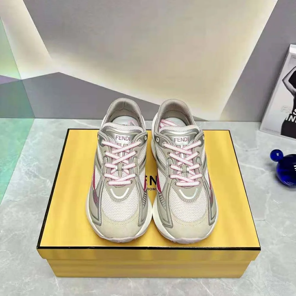 Fendi First 1 Beige Fabric Running Shoes for Women Fendi First 1 Beige Fabric Running Shoes for Women