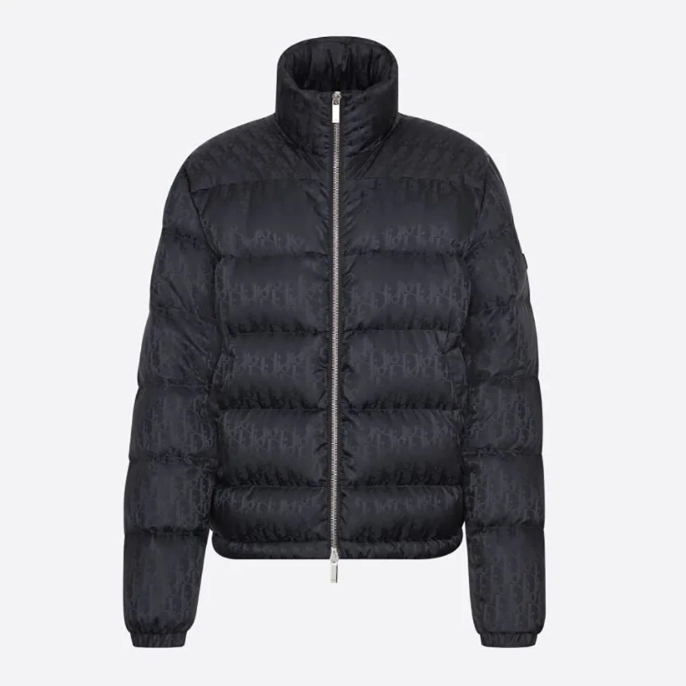 Dior Oblique Down Jacket Black Nylon Jacquard for Men Dior Oblique Down Jacket Black Nylon Jacquard for Men