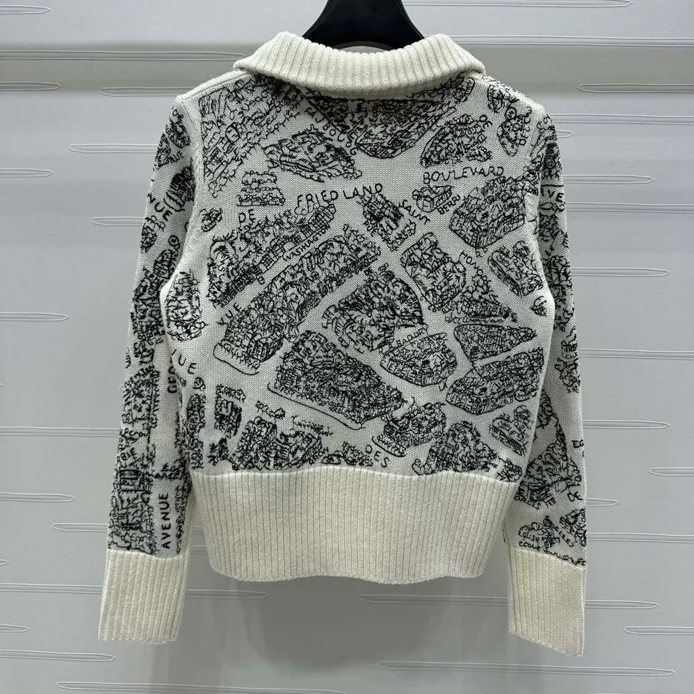 Dior DiorAlps Mock-Neck Cardigan White and Black Wool and Cashmere Knit for Women