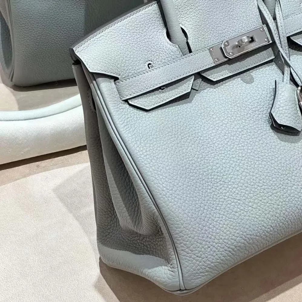 Hermes Birkin 30 Bag in Epsom Leather with Silver Hardware in Blue Glacier