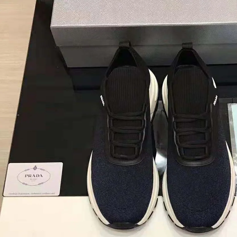 Prada PRAX 01 Knit Fabric Sneakers for Men in Navy Prada PRAX 01 Knit Fabric Sneakers for Men in Navy