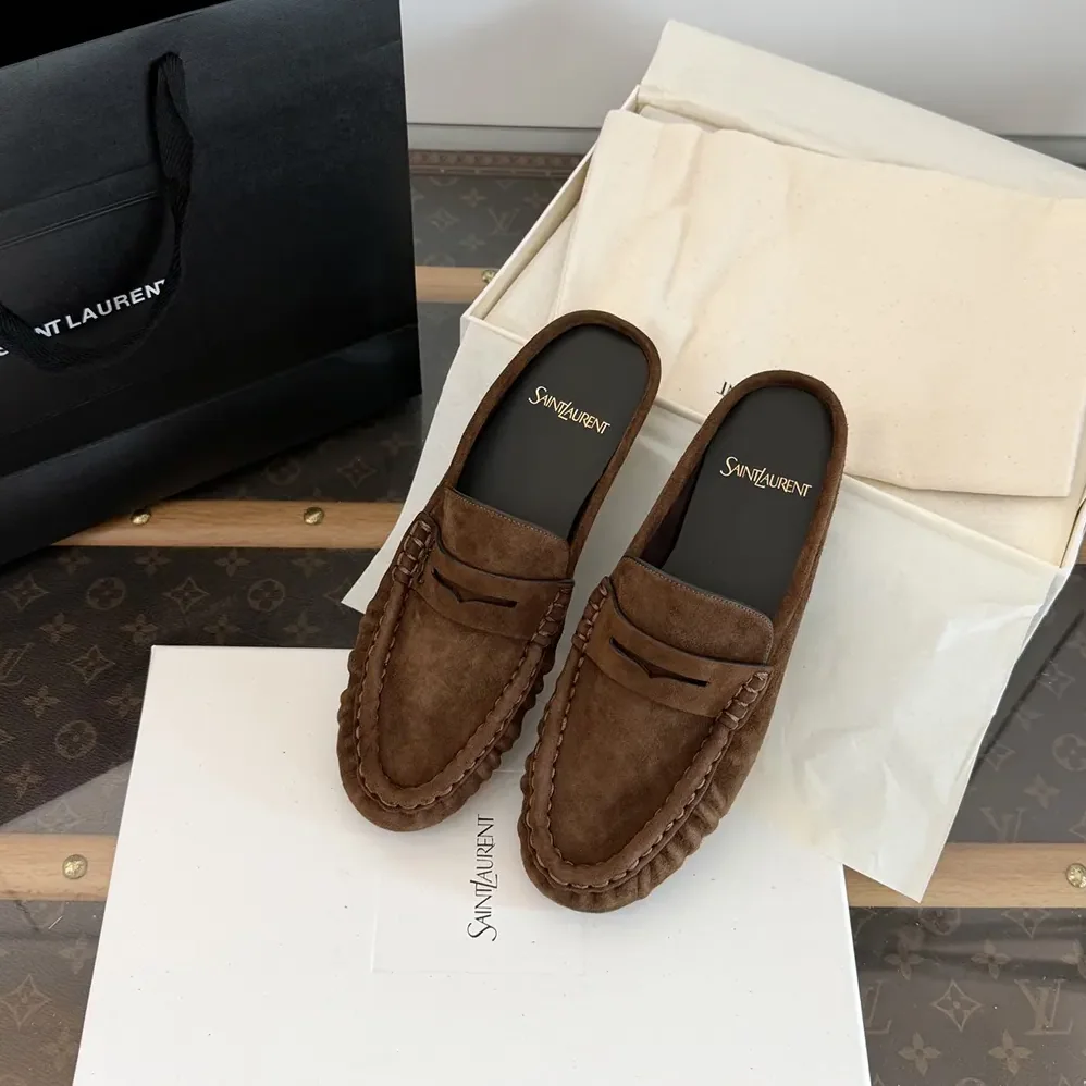 Saint Laurent YSL Le Loafer Mules in Suede for Unisex Saint Laurent YSL Le Loafer Mules in Suede for Unisex