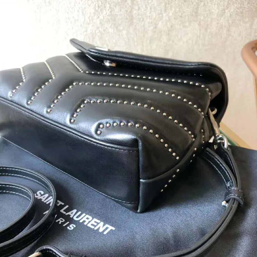 Saint Laurent YSL Loulou Medium Leather and Studs for Women in Black Saint Laurent YSL Loulou Medium Leather and Studs for Women in Black